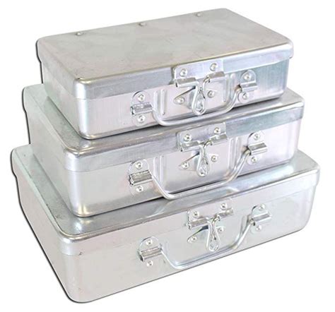 decorative metal boxes with lids|metals containers with hinged lids.